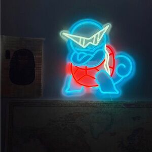 Pokémon Neon Squirtle Wall Light - Blue & Red LED Sign